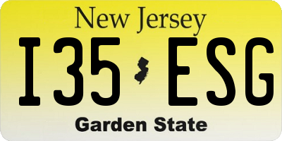 NJ license plate I35ESG