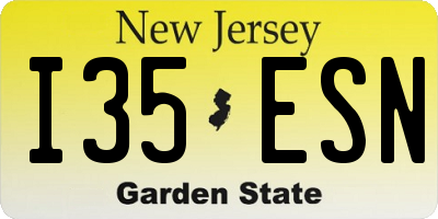 NJ license plate I35ESN