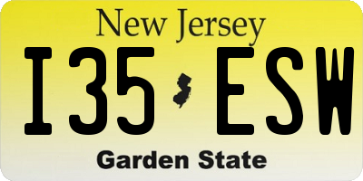 NJ license plate I35ESW