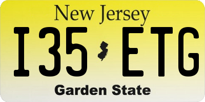 NJ license plate I35ETG