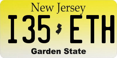 NJ license plate I35ETH
