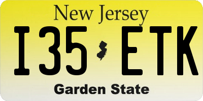 NJ license plate I35ETK