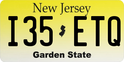 NJ license plate I35ETQ