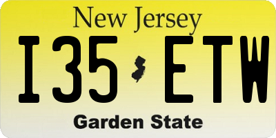 NJ license plate I35ETW