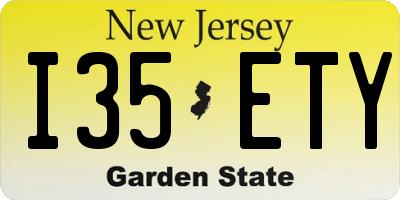 NJ license plate I35ETY