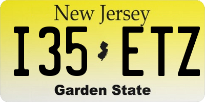 NJ license plate I35ETZ