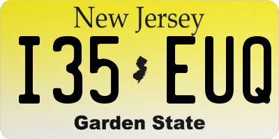 NJ license plate I35EUQ