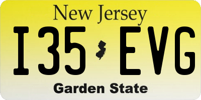 NJ license plate I35EVG