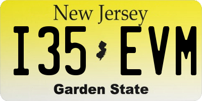 NJ license plate I35EVM