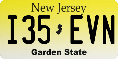 NJ license plate I35EVN