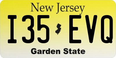 NJ license plate I35EVQ