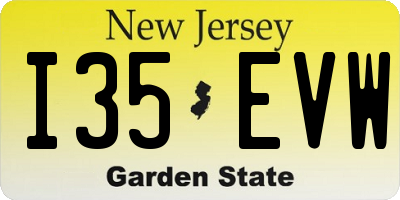 NJ license plate I35EVW