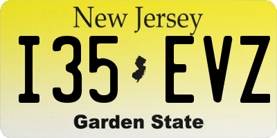 NJ license plate I35EVZ
