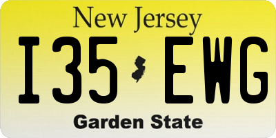 NJ license plate I35EWG