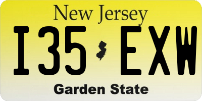 NJ license plate I35EXW