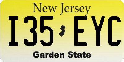 NJ license plate I35EYC