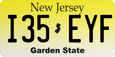 NJ license plate I35EYF