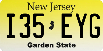NJ license plate I35EYG