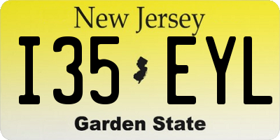 NJ license plate I35EYL