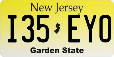 NJ license plate I35EYO