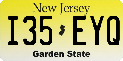 NJ license plate I35EYQ