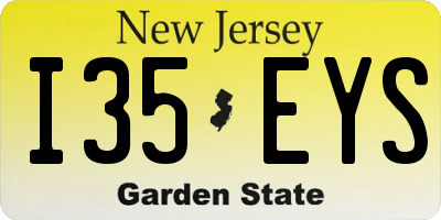 NJ license plate I35EYS