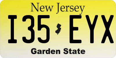 NJ license plate I35EYX