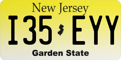 NJ license plate I35EYY