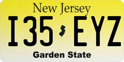NJ license plate I35EYZ