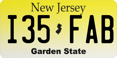 NJ license plate I35FAB