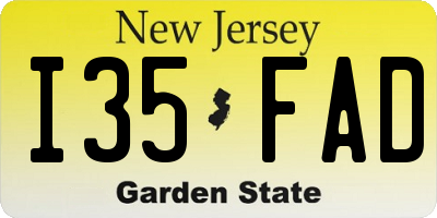NJ license plate I35FAD