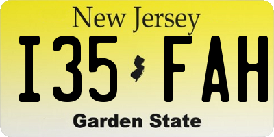 NJ license plate I35FAH