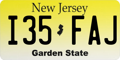 NJ license plate I35FAJ