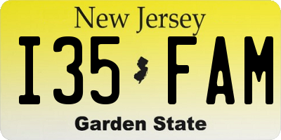 NJ license plate I35FAM
