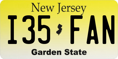 NJ license plate I35FAN