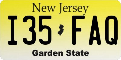 NJ license plate I35FAQ