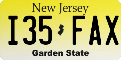 NJ license plate I35FAX