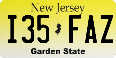NJ license plate I35FAZ