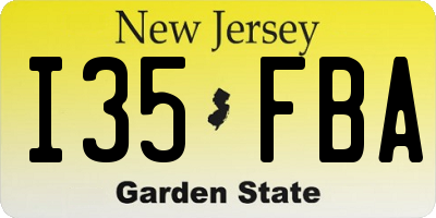 NJ license plate I35FBA