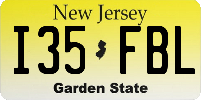 NJ license plate I35FBL