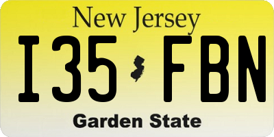 NJ license plate I35FBN