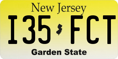 NJ license plate I35FCT