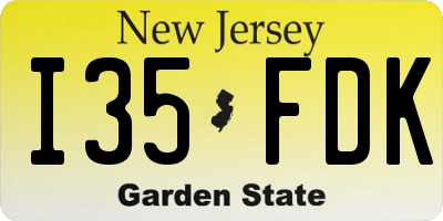 NJ license plate I35FDK