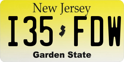NJ license plate I35FDW