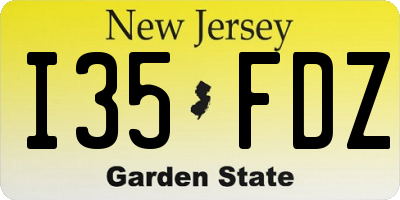 NJ license plate I35FDZ