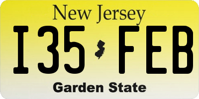 NJ license plate I35FEB