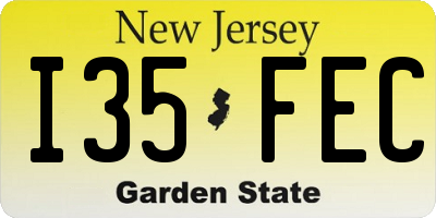 NJ license plate I35FEC