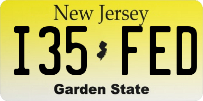 NJ license plate I35FED