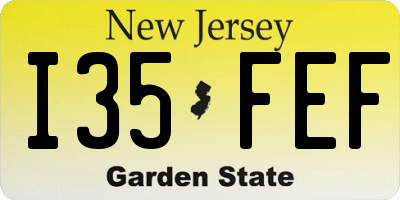 NJ license plate I35FEF