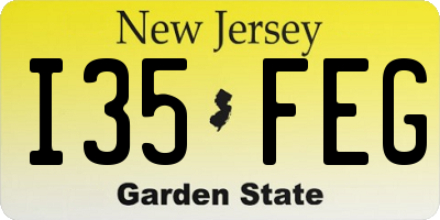 NJ license plate I35FEG